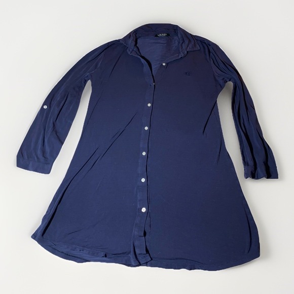 Lauren Ralph Lauren Other - Lauren Ralph Lauren Women's Navy Button Long Sleeve Sleepwear Sleepshirt Dress